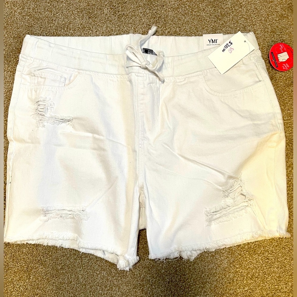 White YMI jean shorts